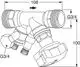 Technisches Diagramm eines Strangregulierventils mit Außengewinde und verschiedenen Anschlussarten. Hergestellt von IMI Hydronic Engineering.